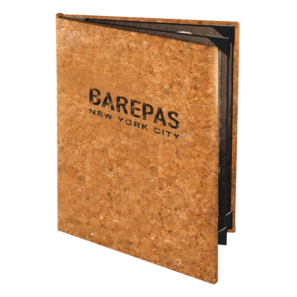 5 1/2" x 8 1/2" Customizable Cork 4 View Menu Cover – item 659CO640ANC