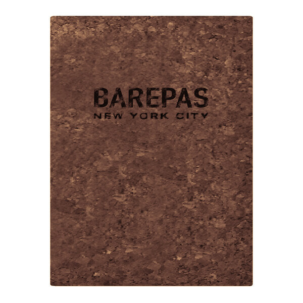 5 1/2" x 8 1/2" Customizable Dark Cork Single Menu Cover – item 659CO600ADB