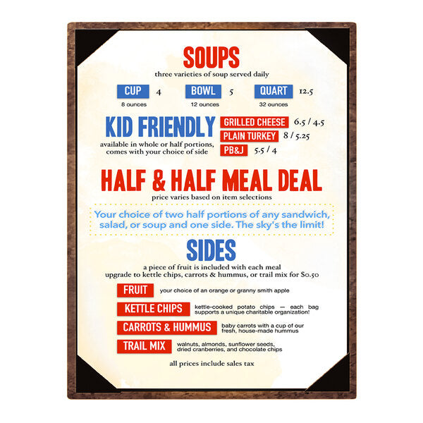 5 1/2" x 8 1/2" Customizable Dark Cork Single Menu Cover – item 659CO600ADB image 2