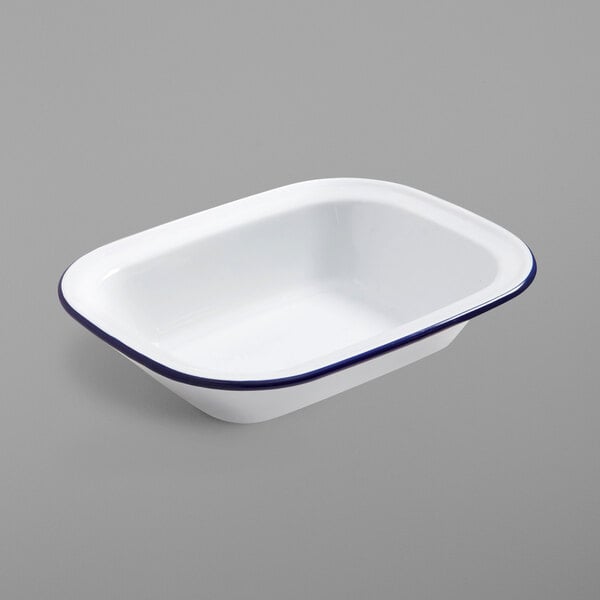 American Metalcraft 32 oz. White Serving Bowl w/ Blue Rim – item 124EWB10 image 2