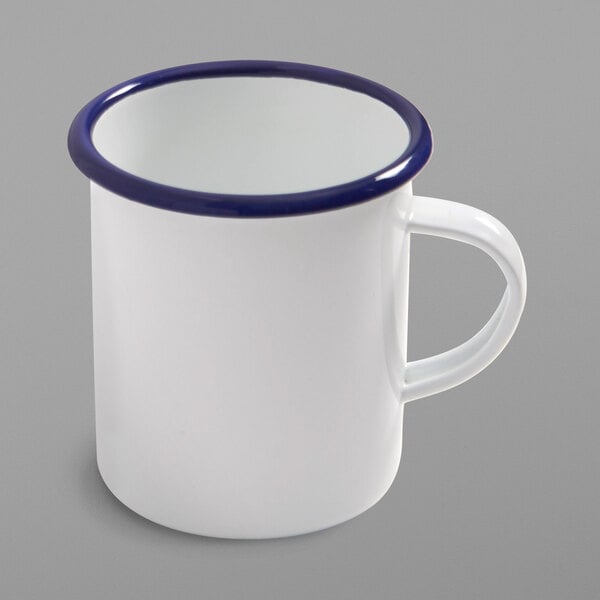 American Metalcraft EWM16 16 oz. White Mug w/ Blue Rim – item 124EWM16