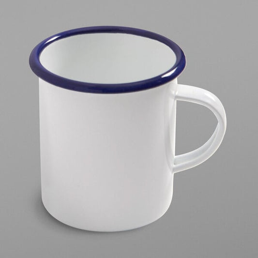 American Metalcraft EWM16 16 oz. White Mug w/ Blue Rim – item 124EWM16