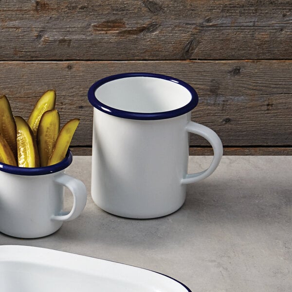 American Metalcraft EWM16 16 oz. White Mug w/ Blue Rim – item 124EWM16 image 2