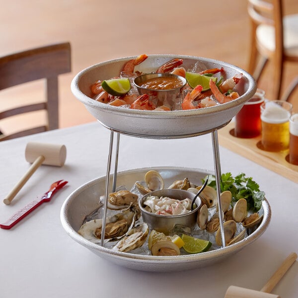 Choice 2-Tier Seafood Tower Set w/ Mini Serving Tray – item 1762TIERMKIT image 2