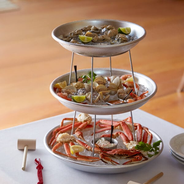 Choice 3-Tier Seafood Tower Set w/ Small Serving Tray – item 1763TIERSKIT image 2
