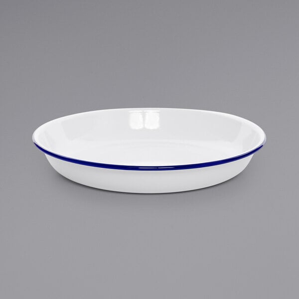 Crow Canyon Home V114BLU Serving Plate w/ Blue Rolled Rim – item 206V114BLU image 2