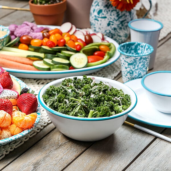 Crow Canyon Home Serving Bowl w/ Turquoise Rolled Rim – item 206V23TUR