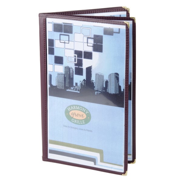 8 1/2" x 14" Quad Panel Booklet Menu Cover – item 659SE350DBU
