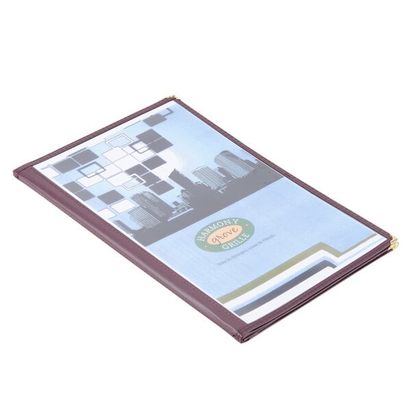 8 1/2" x 14" Quad Panel Booklet Menu Cover – item 659SE350DBU image 2