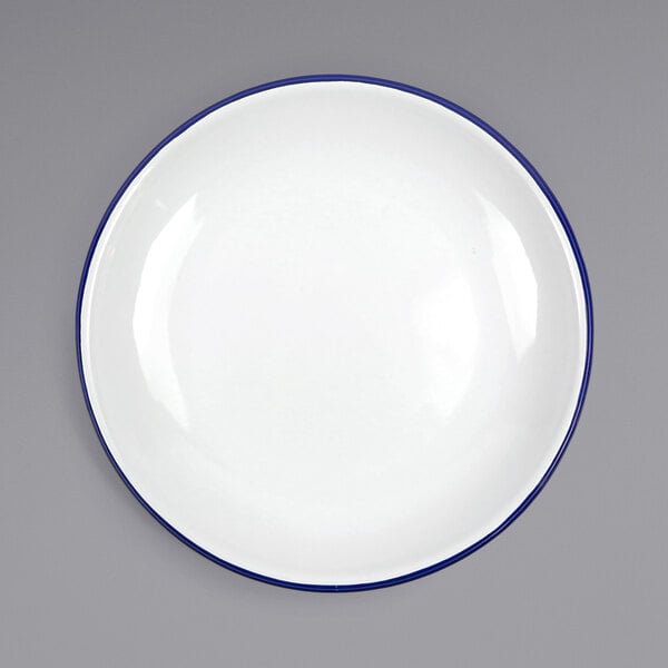 Crow Canyon Home V124BLU Serving Plate w/ Blue Rolled Rim – item 206V124BLU
