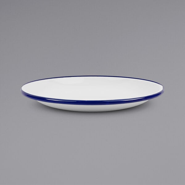 Crow Canyon Home V124BLU Serving Plate w/ Blue Rolled Rim – item 206V124BLU image 2