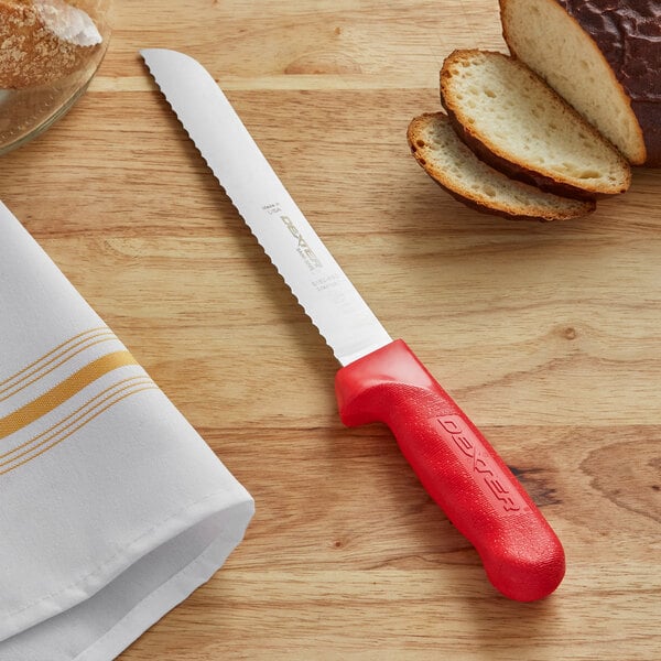 Dexter-Russell 13313R Sani-Safe 8" Red Scalloped Bread Knife – item 21013313R image 2