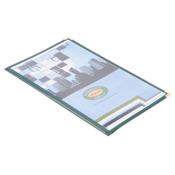 8 1/2" x 14" Green Menu Cover – item 659SE310DGRN image 2