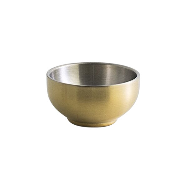 FOH Harmony 6 oz. Matte Brass Stainless Double Serving Bowl – item 957HARBBS6 image 2