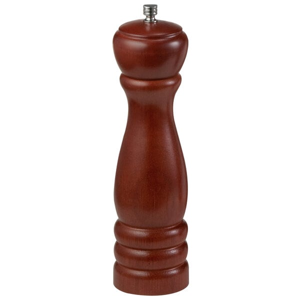 Tablecraft PM1908 8 3/4" Wood Pepper Mill w/ Mahogany Finish – item 808PM1908