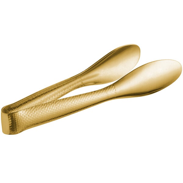 American Metalcraft GVHT6 6" Hammered Gold Vintage Tongs – item 124GVHT6