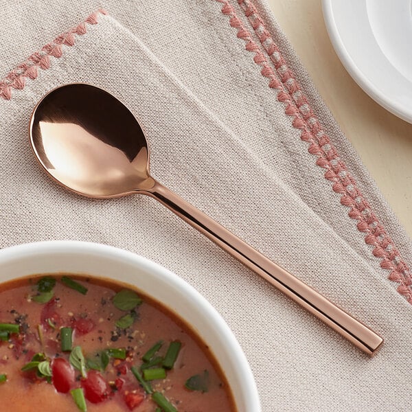 Acopa Phoenix Rose Gold 6 1/4" Bouillon Spoon – item 267810002RG image 2
