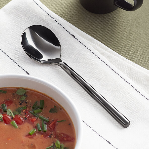Acopa Phoenix Black 6 1/4" Bouillon Spoon – item 267810002B image 2