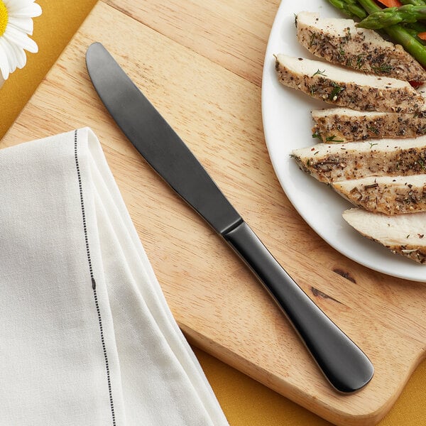 Acopa Vernon Black 9 3/16" Heavy Dinner Knife – item 267800008B image 2