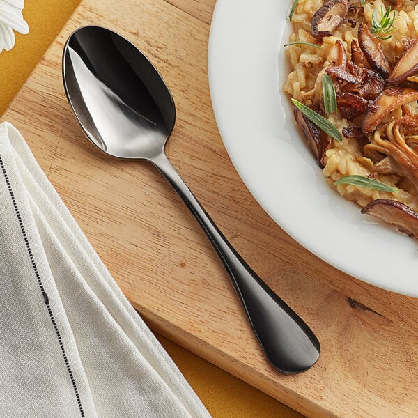 Acopa Vernon Black 7 7/16" Oval Bowl Dinner / Dessert Spoon – item 267800003B image 2