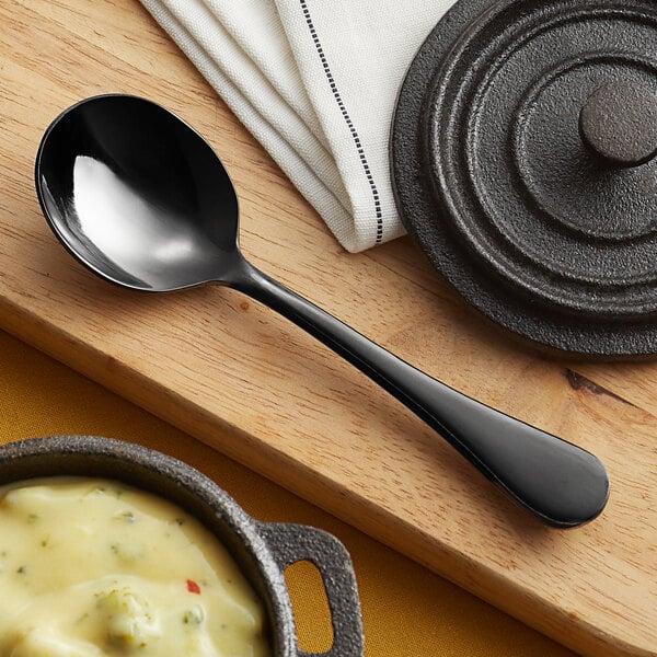 Acopa Vernon Black 6 1/16" Heavy Bouillon Spoon – item 267800002B image 2