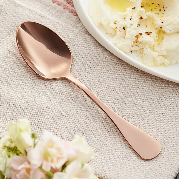 Acopa Vernon Rose Gold 7 7/16" Oval Bowl Dessert Spoon – item 267800003RG image 2