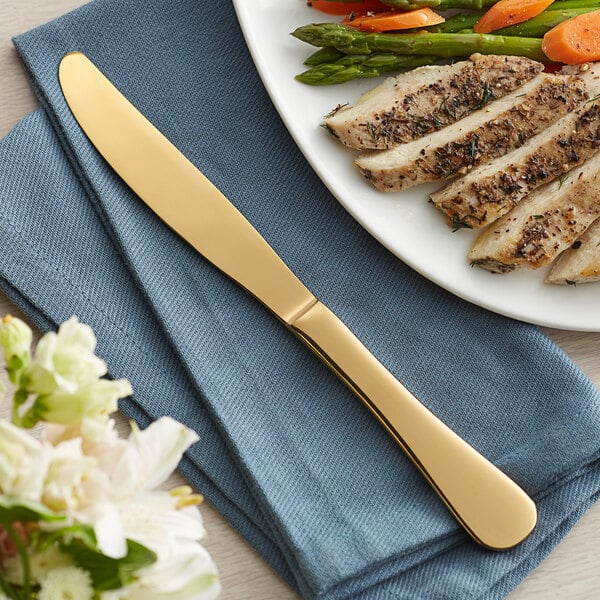 Acopa Vernon Gold 9 3/16" Heavy Dinner Knife – item 267800008G image 2