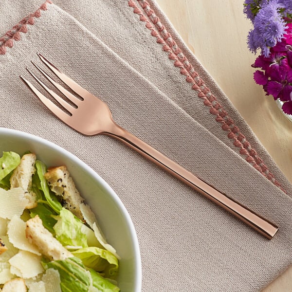 Acopa Phoenix Rose Gold 7 5/16" Salad / Dessert Fork – item 267810006RG image 2