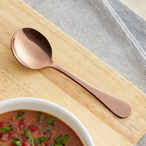 Acopa Vernon Rose Gold 6 1/16" Heavy Bouillon Spoon – item 267800002RG image 2