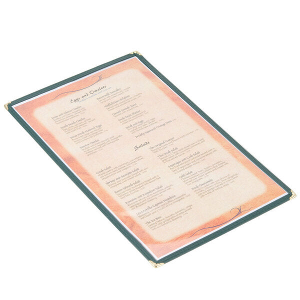8 1/2" x 14" Green Menu Cover – item 659SE300DGN image 2