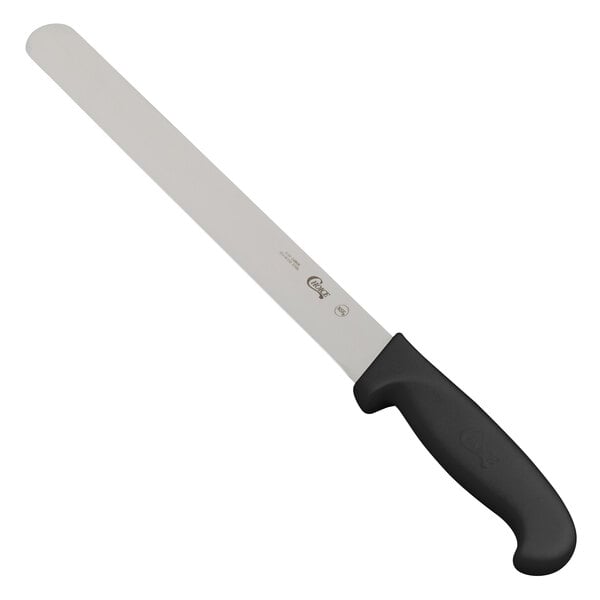 Choice 12" Straight Edge Slicing Knife w/ Black Handle – item 220KBSLCSM12