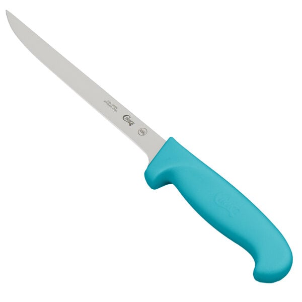 Choice 8" Narrow Semi-Stiff Fillet Knife w/ Neon Blue Handle – item 220KNFTFXN8B
