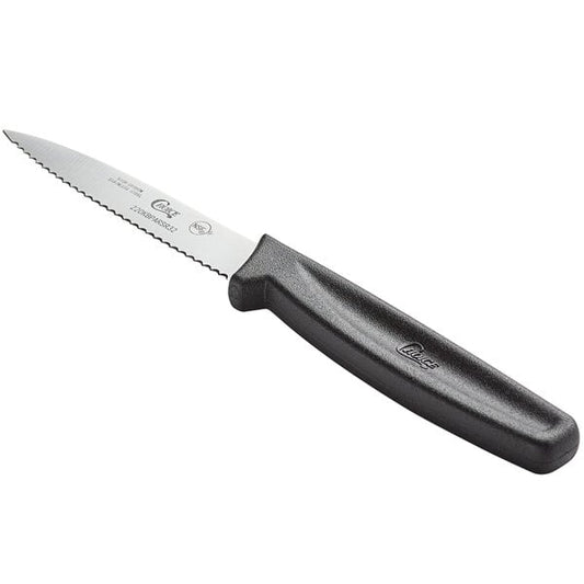 Choice 3 1/4" Serrated Edge Paring Knife w/ Black Handle – item 220KBPARSR32