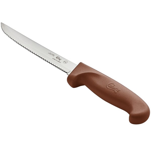 Choice 6" Serrated Edge Utility Knife w/ Handle – item 220KUTLSRBR6