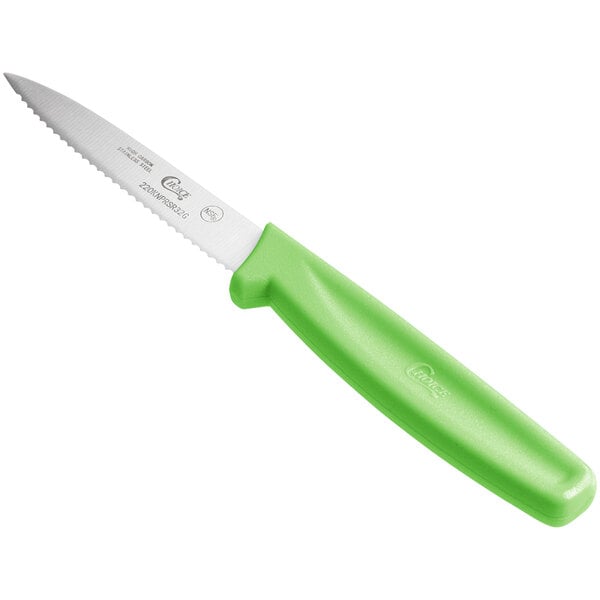 Choice 3 1/4" Serrated Paring Knife w/ Neon Handle – item 220KNPRSR32G