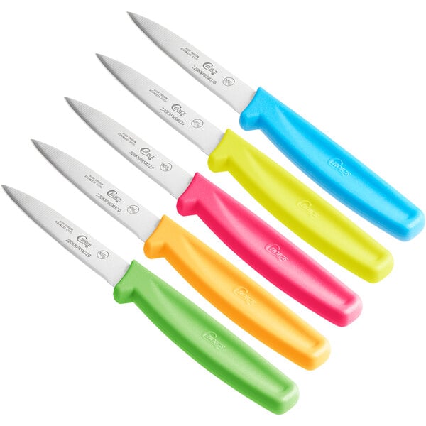 Choice 3 1/4" Smooth Edge Paring Knife w/ Neon Handle – item 220KNPARPK5