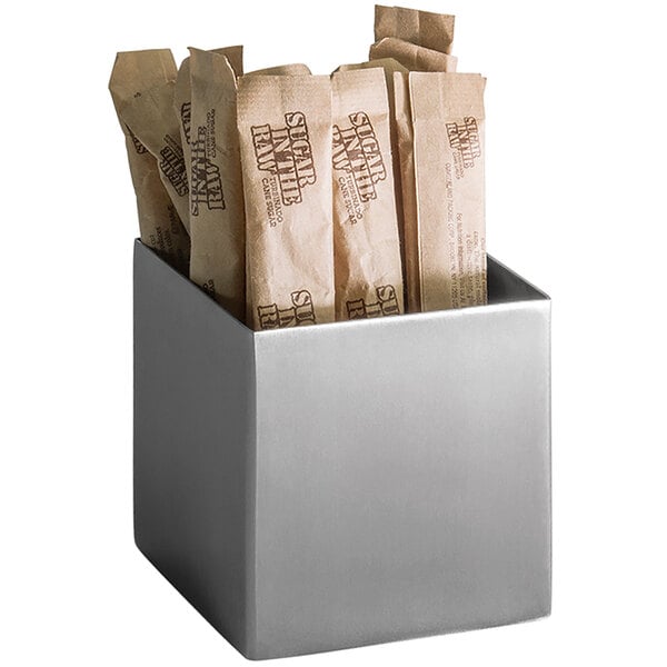 FOH 7 oz. Brushed Stainless Square Sugar Caddy – item 957TSH008BSS