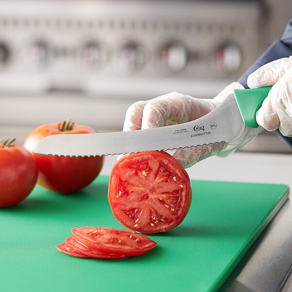 Choice 9" Offset Serrated Edge Bread Knife w/ Handle – item 220KBRDOF9GR image 2