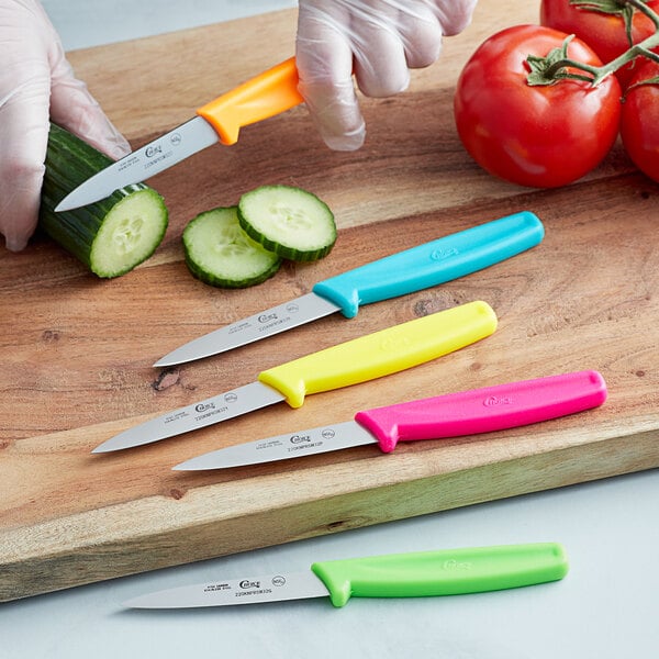 Choice 3 1/4" Smooth Edge Paring Knife w/ Neon Handle – item 220KNPARPK5 image 2