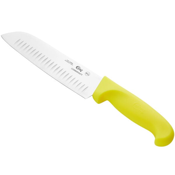 Choice 7" Santoku Knife w/ Granton Edge & Neon Handle – item 220KNSNTKU7Y