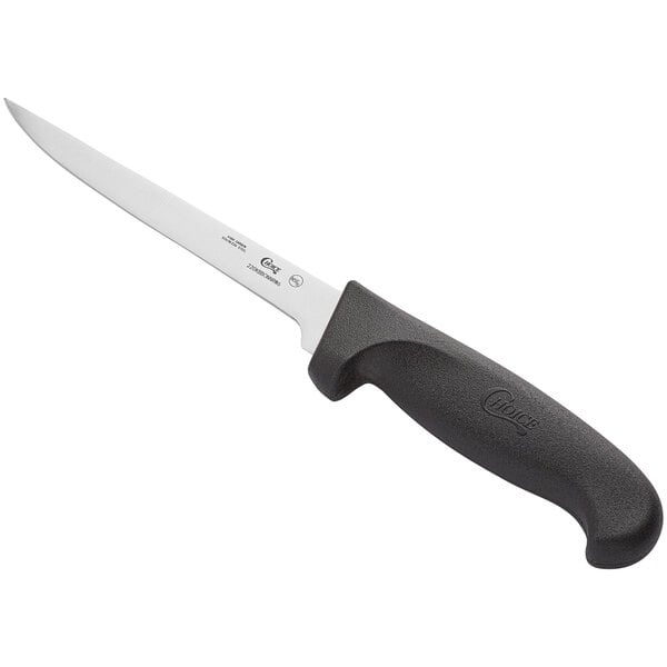Choice 6" Narrow Stiff Boning Knife w/ Black Handle – item 220KBBONNRW6