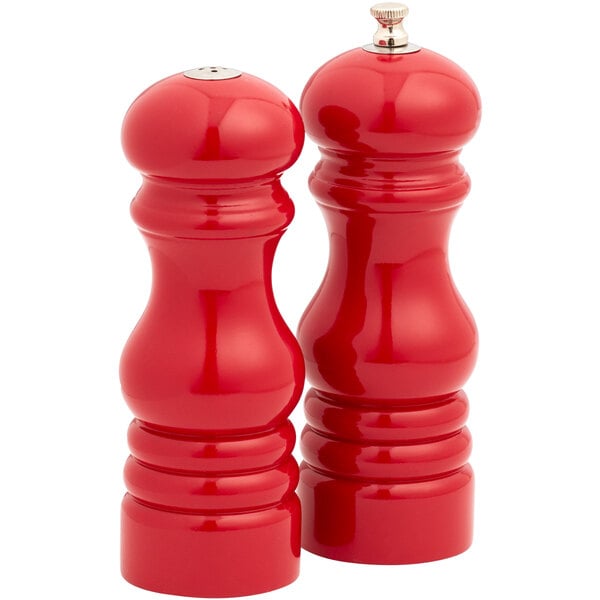 6" Red Wooden Salt & Pepper Mill – item 124PMSR62