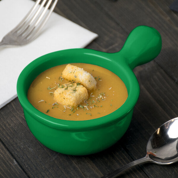 Tablecraft CW3370GN 8 oz. Green Cast Serving Bowl w/ Handle – item 8083370DGN
