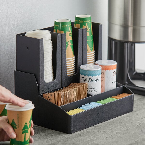 Choice Black 6-Section Cup, Lid, and Condiment Organizer – item 407CTO6BK image 2