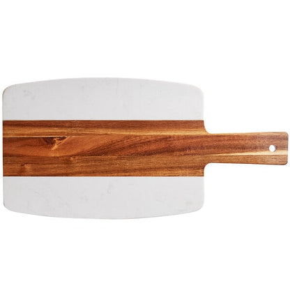 Acopa 10 1/2" x 7 1/2" Acacia Wood Serving Board w/ Handle – item 303SBMW157 image 2