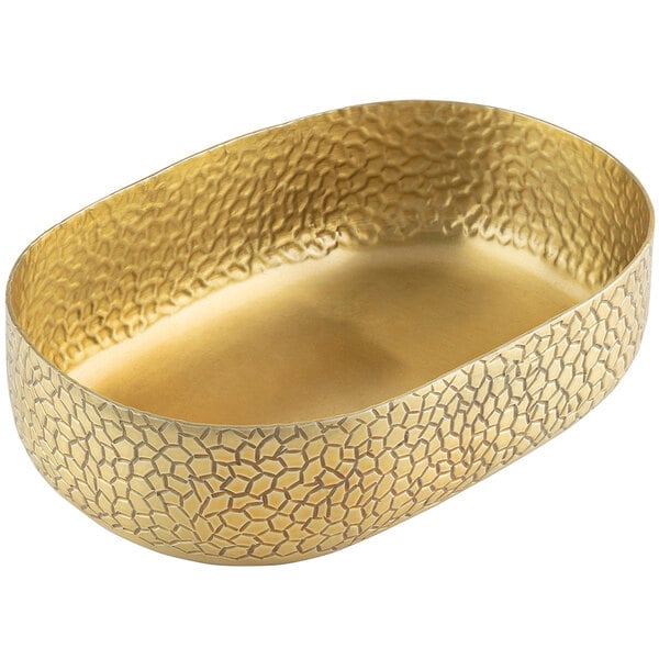 Tablecraft 10704 Crackle 64 oz. Gold Aluminum Serving Bowl – item 80810704