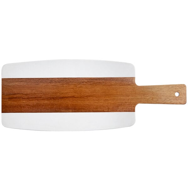 Acopa 11 1/2" x 6" Acacia Wood and Serving Board w/ Handle – item 303SBMW156 image 2