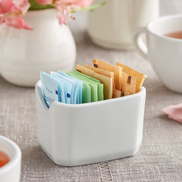 Tuxton 3 1/2" x 2 7/8" Porcelain Sugar Packet Holder – item 303BPQ034 image 2
