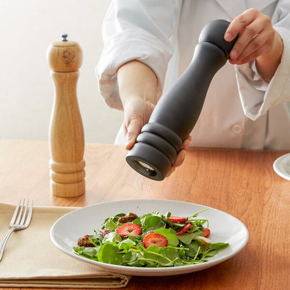 Acopa 10" Matte Black / Natural Wooden Salt / Pepper Mill – item 176PMST10BKN image 2