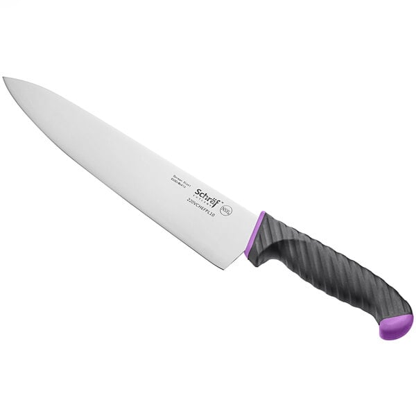 Schraf 10" Chef Knife w/ Purple Allergen-Free TPRgrip Handle – item 220VCHEFPL10